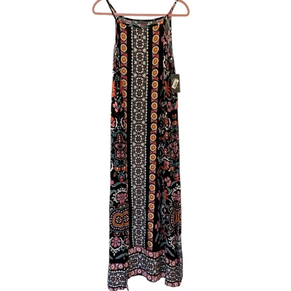 🆕 Vince Camino Maxi Dress Sleeveless Black with Multi Color Print Floral Size M - Picture 2 of 6